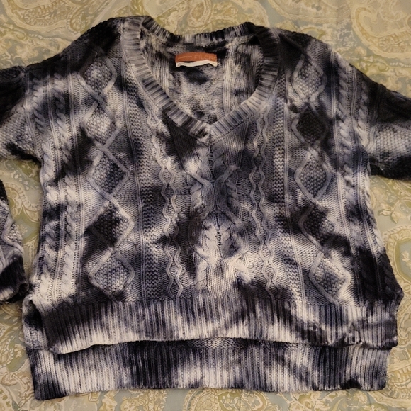 PILCRO INDIGO BLUE TIE DYE COTTON CABLEKNIT - Picture 3 of 8